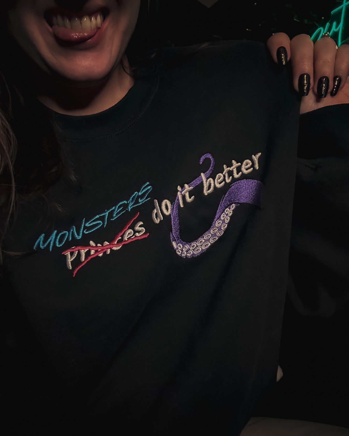 Monsters Do it Better Embroidered Sweatshirt
